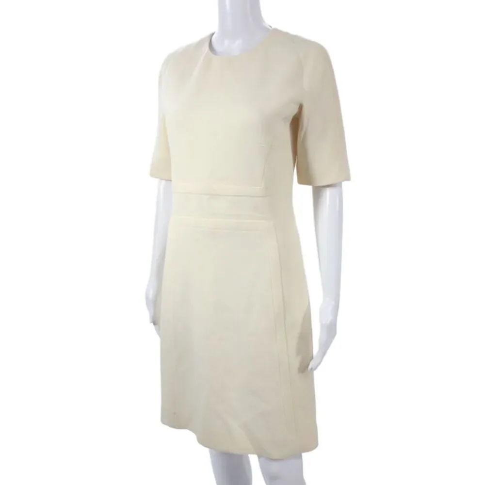 Michael Kors Womens Sheath Dress Ivory Virgin Wool Zip Short Sleeve Size 4